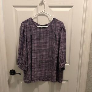 Worthington Purple Plaid Blouse